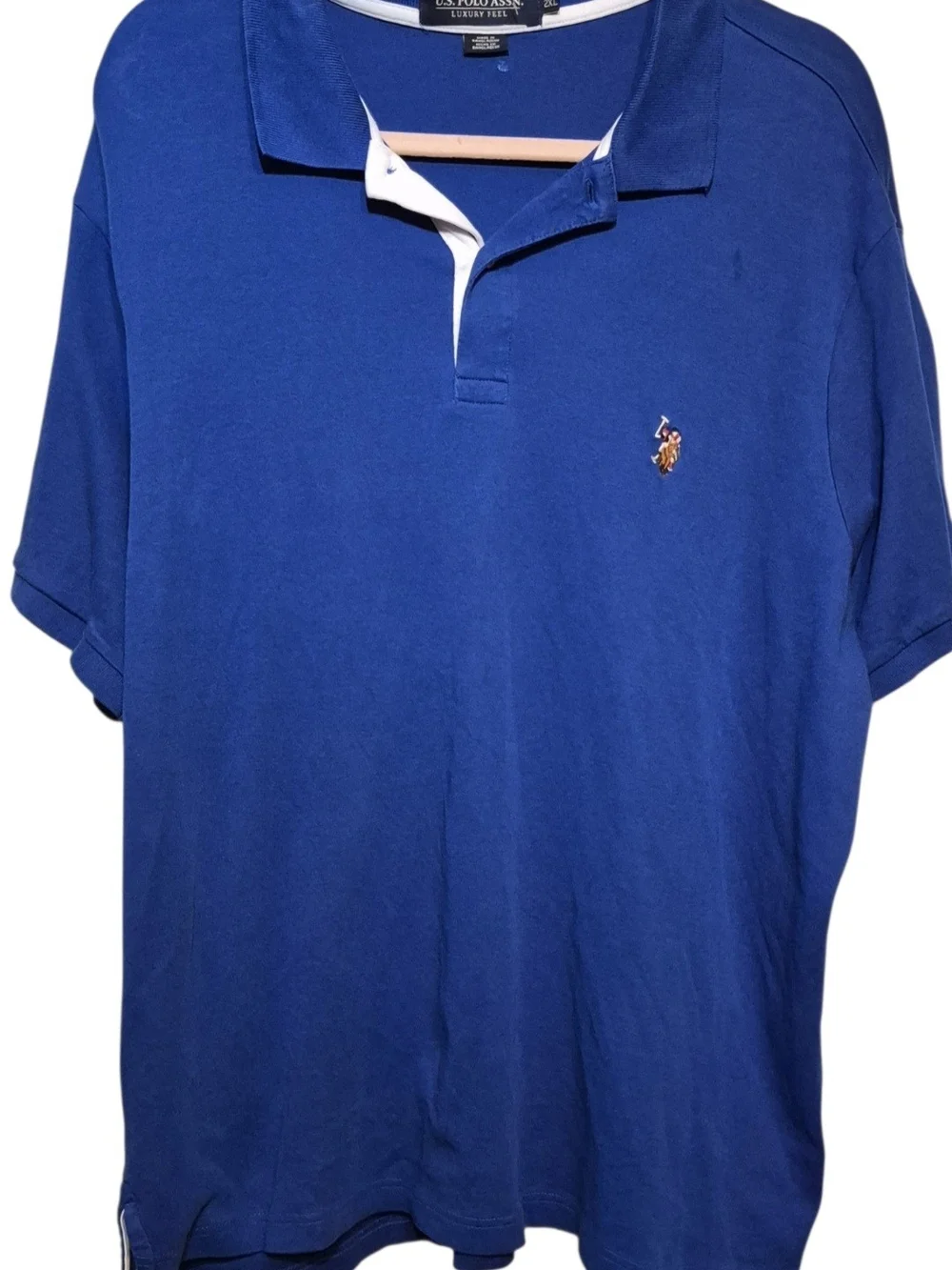 Polo by Ralph Lauren Blue Polo with White Inner Placket and Embroidered Pony 2XL